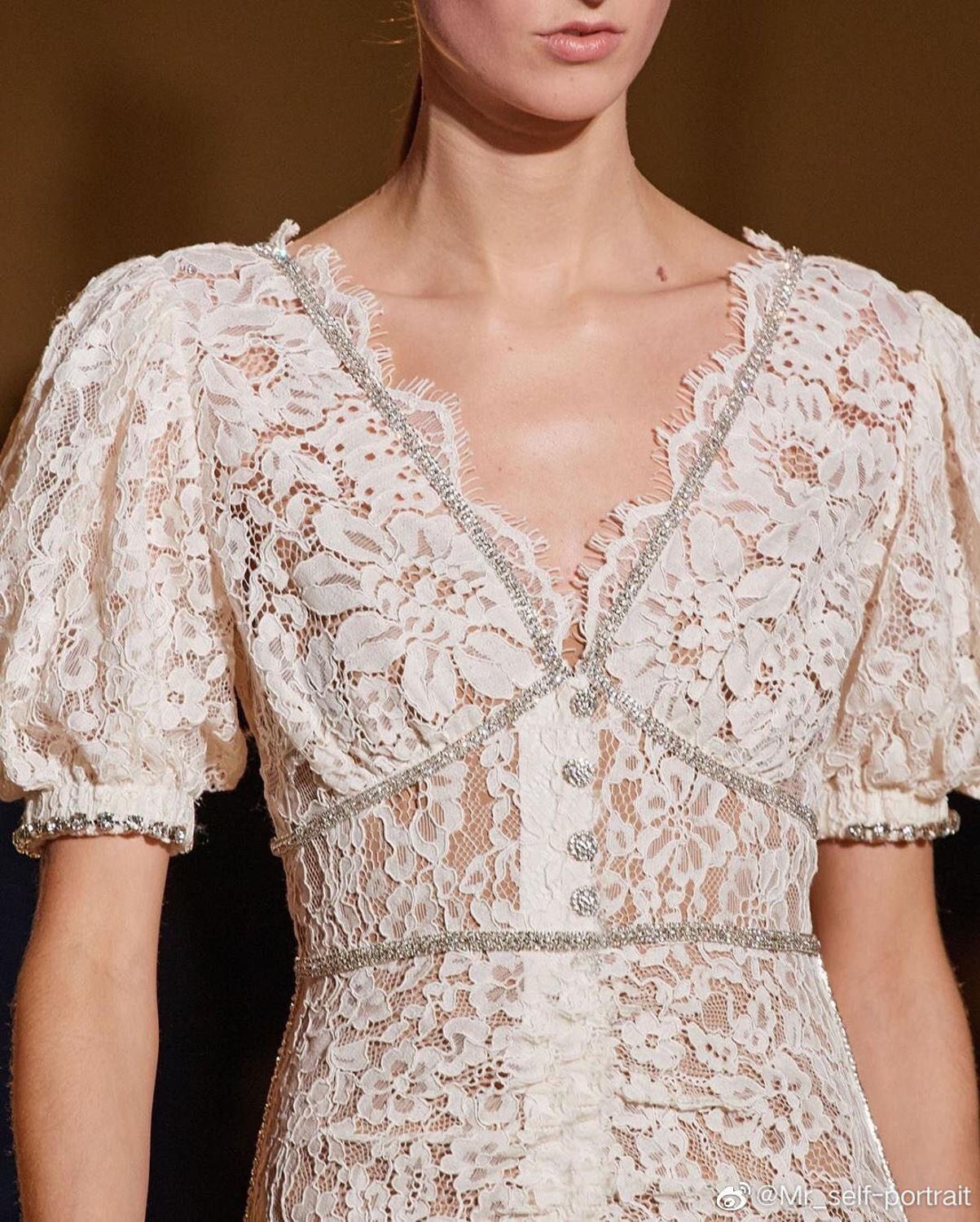 Vintage Cream White Lace V-neck Puff Sleeve Midi Dress Crysral HIgh Quality Part Dinner Boho Dresses Summer ropa mujer 210421