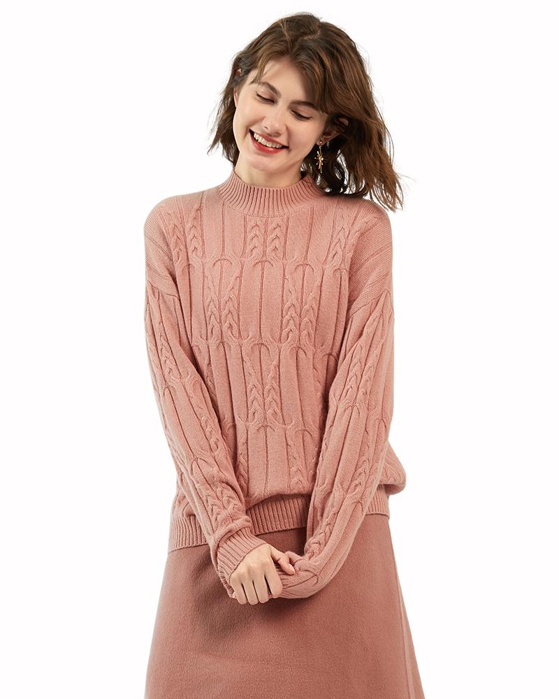 Women's Sweaters Zhili Pure Cashmere Mock Neck Cable Twist Knitted Thicken Sweater, Pink
Women's Sweaters Zhili Pure Cashmere Mock Neck Cable Twist Knitted Thicken Sweater, Pink