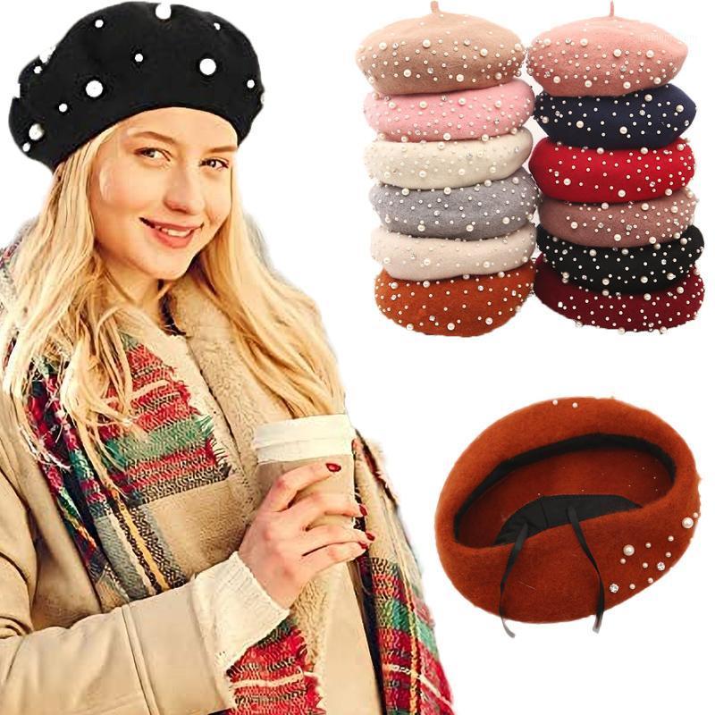 Berets 2021 Arrivals Winter Warm French Pearl Rhinestone Beret Hat Vantage Beanie Caps Solid Color Casual For Women Girl, 01
Berets 2021 Arrivals Winter Warm French Pearl Rhinestone Beret Hat Vantage Beanie Caps Solid Color Casual For Women Girl, 01