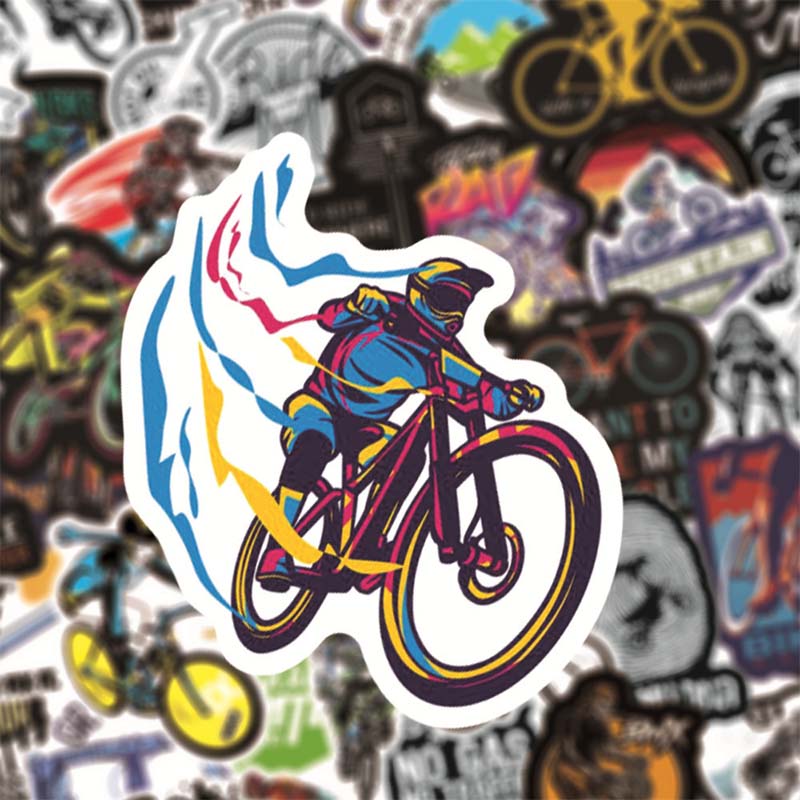 Outdoor Bicycle Design Car Stickers For Mountain Bike Riding Travel Luggage Car Skateboard Jump Motion Colorful Waterproof Decals
