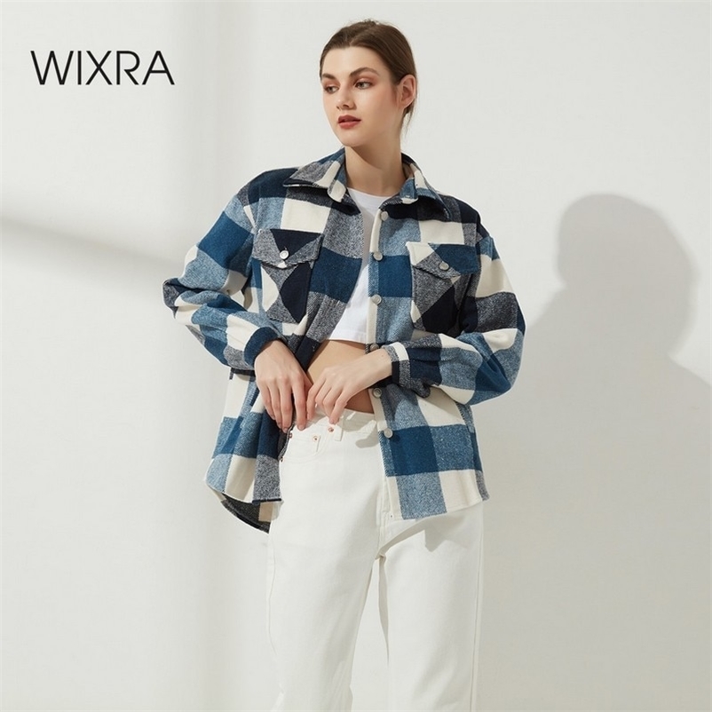 Wixra Womens Plaid Shirt Jacket Coat Ladies Pockets Thick Turn Down Collar Plus Size Female Outerwear 210722, Blue
Wixra Womens Plaid Shirt Jacket Coat Ladies Pockets Thick Turn Down Collar Plus Size Female Outerwear 210722, Blue