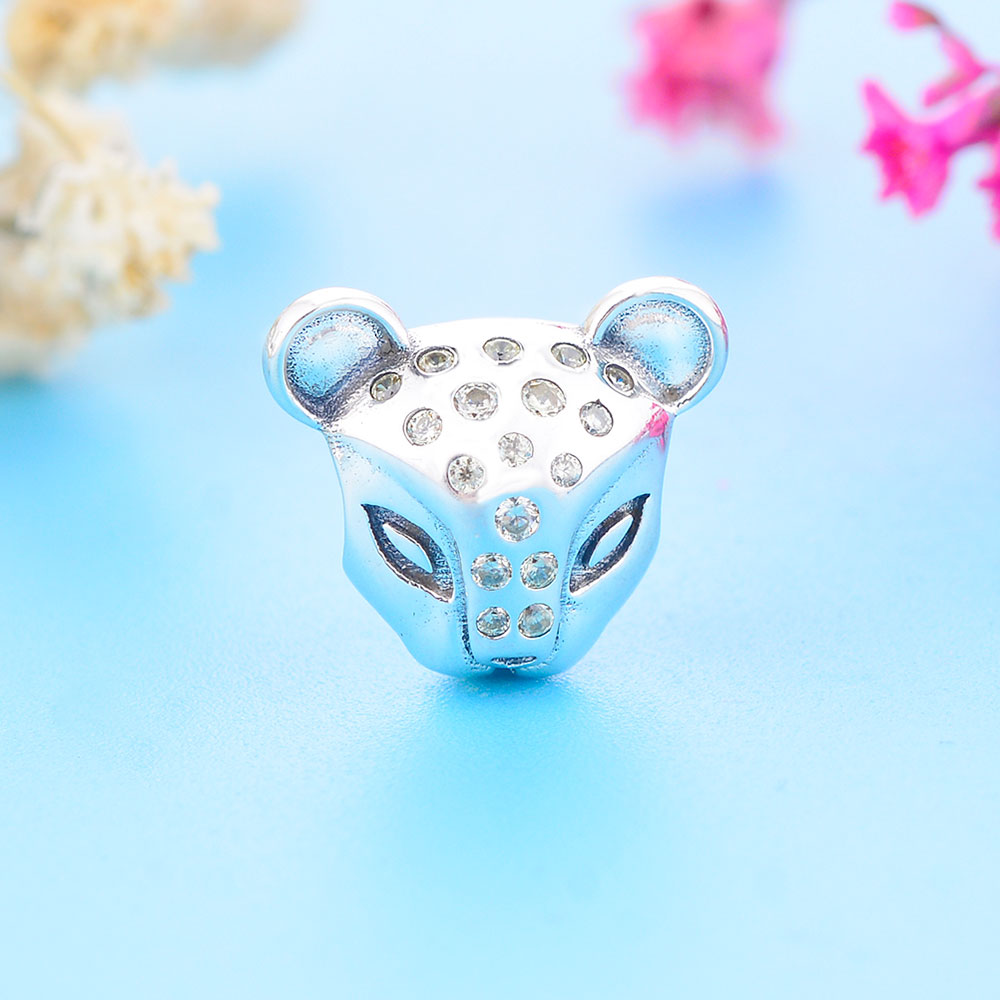 100% 925 Sterling Silver Bead Fit Original Charms Bracelet Sparkling Animal Head Lion Princess Lovely Jewelry for Making DIY Berloque
