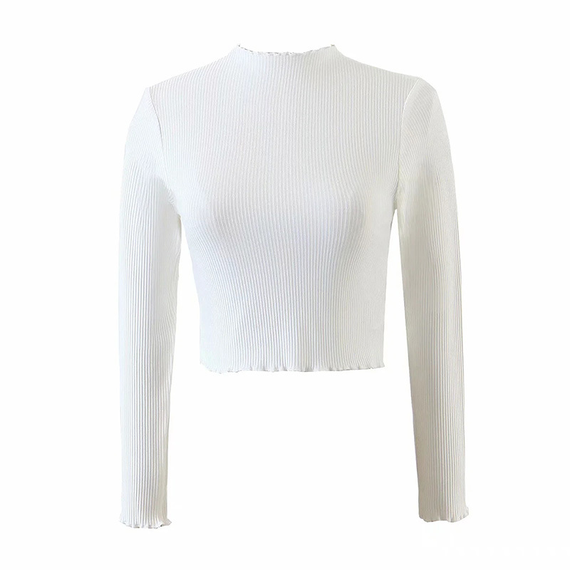 Women Sweet Ice Cream Color Neckline With Fungus Tight Sweater Female Simplicity Long Sleeve Bottoming Tops 210520