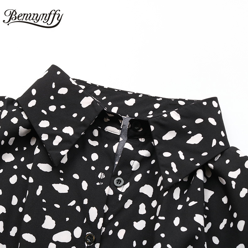 Turndown Collar Half Button Shirt Dress With Belt Summer Short Sleeve OL Casual Women Contrast Print A-line 210510