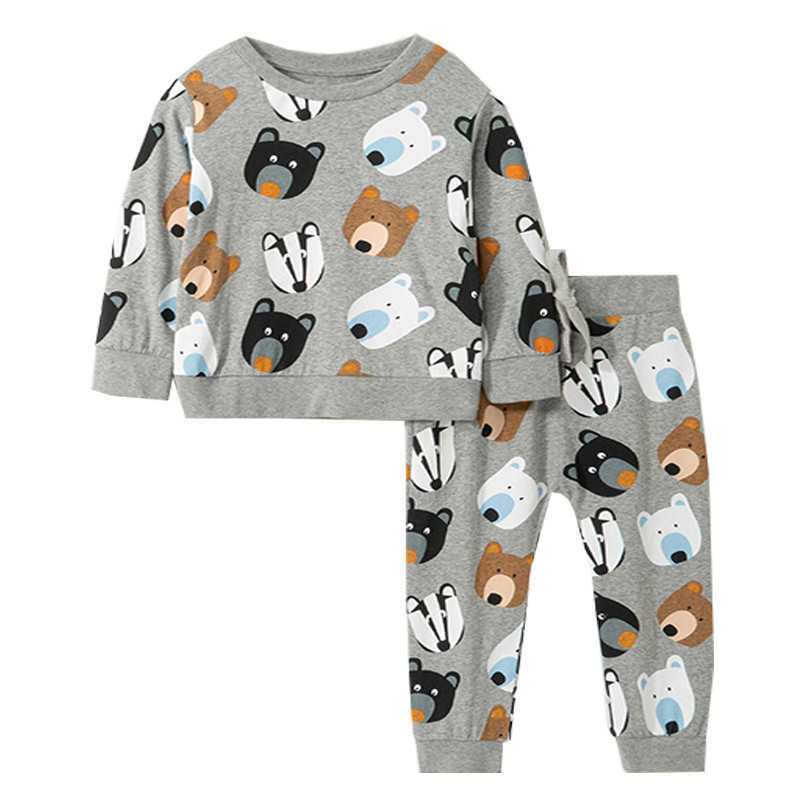 Jumping Meters Animals Print Boys Girls Clothing Sets Fashion Children Clothes Cotton Top + Bottom Kids Outfits 210529