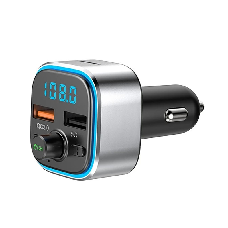 Fast Car Chargers USB Bluetooth Wireless FM Radio Transmitter Adapter HandsFree Calling 6 Colors LED Backlit With QC3.0 Charging Supports TF Card & U 