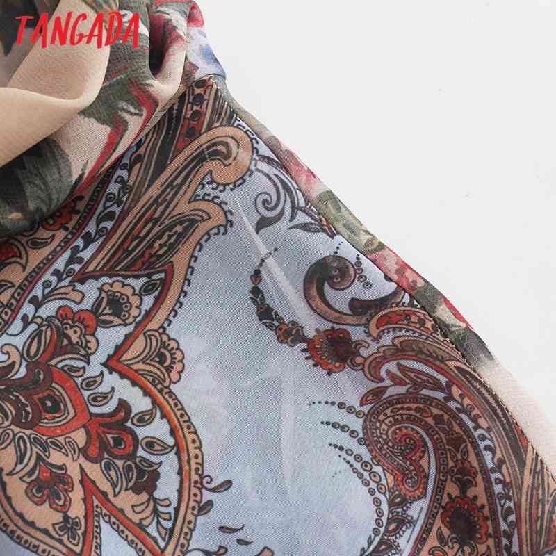 Women Fashion Floral Print Chiffon Blouses Vintage Zipper Female Shirts Chic Tops BE342 210416