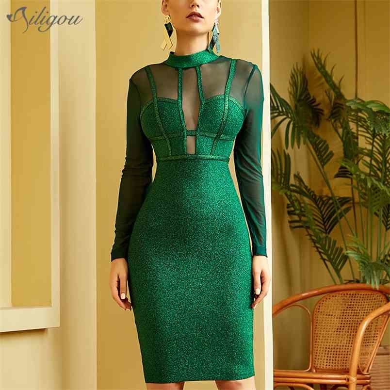Summer Ladies Green Long Sleeve Bandage Dress Sexy Lace Hollow Midi Club Celebrity Party Vestidos 210525, Green bandage dress
Summer Ladies Green Long Sleeve Bandage Dress Sexy Lace Hollow Midi Club Celebrity Party Vestidos 210525, Green bandage dress