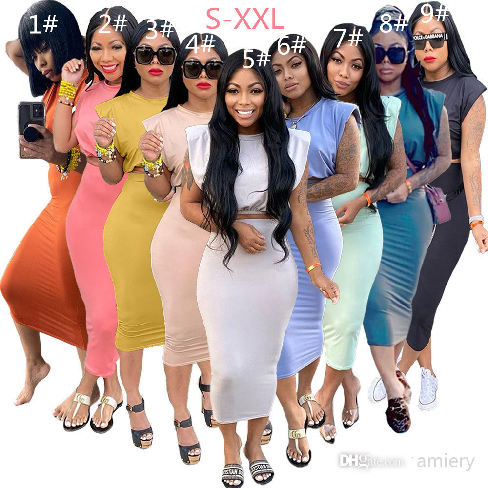 Summer Women Two Piece Dresses Suit Casual Sleeveless Shoulder Pad T-shirt One Step Skirt Versatile Fashion Dress -XXL, Mix colors 1#-9#
Summer Women Two Piece Dresses Suit Casual Sleeveless Shoulder Pad T-shirt One Step Skirt Versatile Fashion Dress -XXL, Mix colors 1#-9#