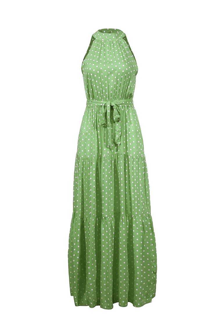 Summer Long Dress Polka Dot Casual Midi es Black Halter Strapless Yellow Sundress Vacation Clothes For Women 210623 - view 7