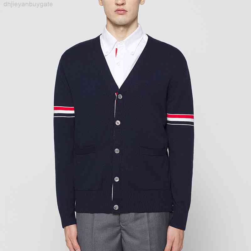 TB 2022 THOM Fashion Brand Sweaters Men Slim Fit V-Neck Cardigans Clothing Striped Cashmere Wool Autumn knitting Casual Coat, Blue
TB 2022 THOM Fashion Brand Sweaters Men Slim Fit V-Neck Cardigans Clothing Striped Cashmere Wool Autumn knitting Casual Coat, Blue