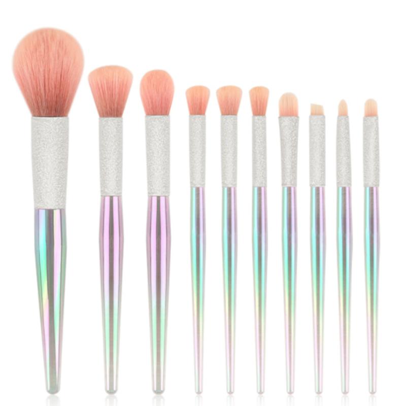 Makeup Brushes 10pcs Clear Rainbow Handle Make Up Cosmetics Eyeshadow Eyeliner Brow High Quality Brush