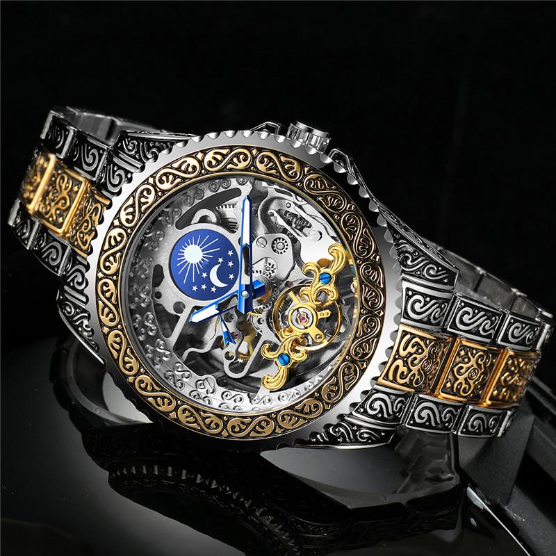 Wristwatches Forsining Retro Wrist Watch Men Turbillon Automatic Mechaincal Moon Phase Stainless Steel Watches Male Relogio Masculino, Silver-silver
Wristwatches Forsining Retro Wrist Watch Men Turbillon Automatic Mechaincal Moon Phase Stainless Steel Watches Male Relogio Masculino, Silver-silver