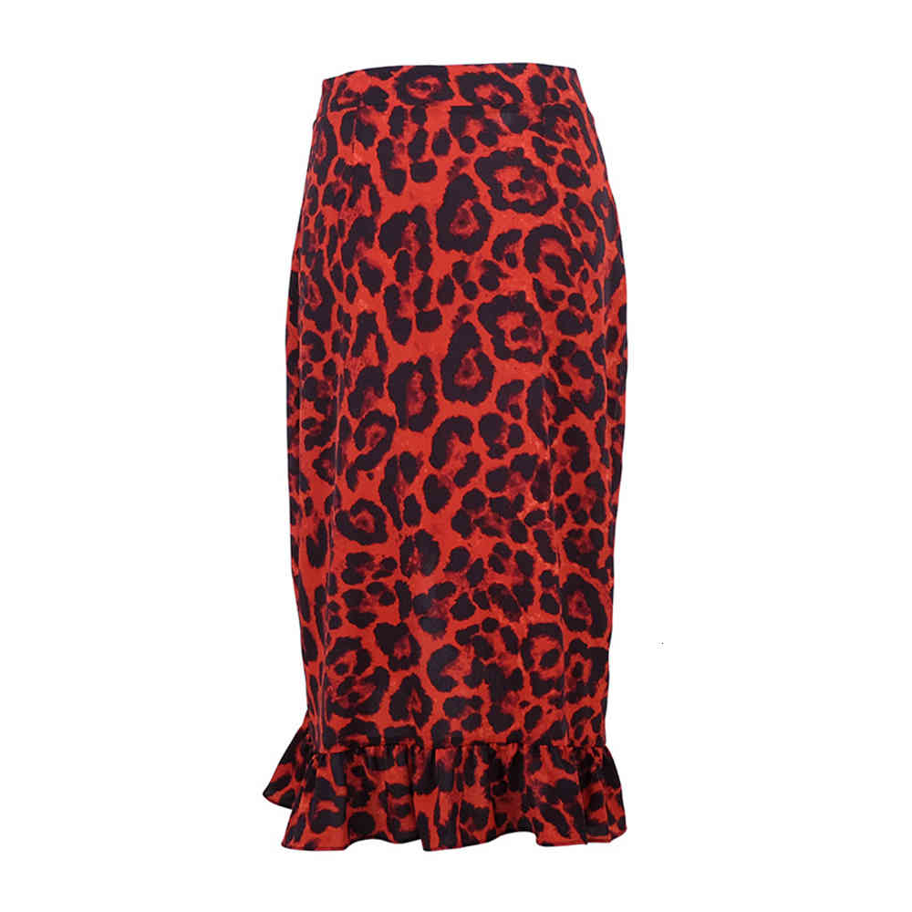 Skirt Women Summer Leopard Print Vintage Long Women's Casual High Waist Pleated Fashion 210428