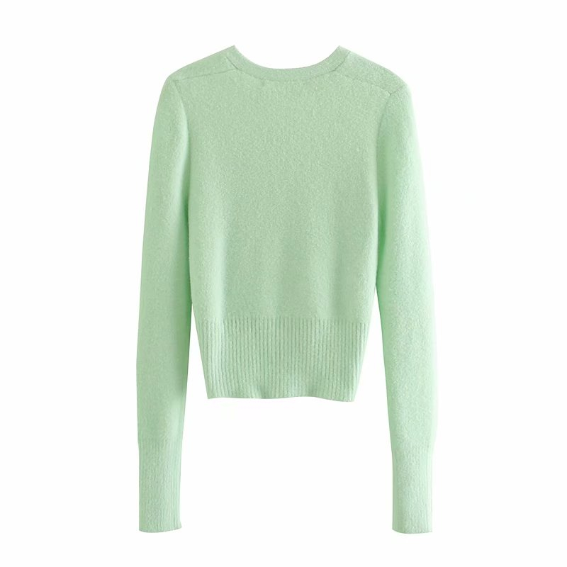 Casual Woman V Neck Diamond Button Knitted Cardigan Spring Fashion Ladies Light Green Soft Knitwear Grils Sweet Sweaters 210515