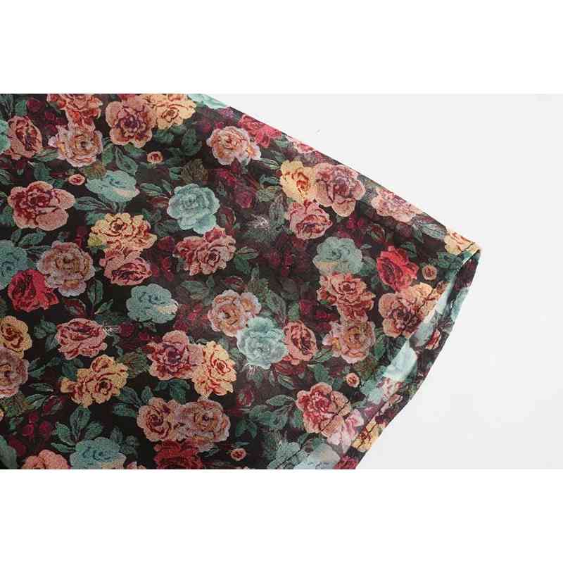 fashion bow collar women dresses summer sweet flower print ladies female knee-length girls chic 210430
