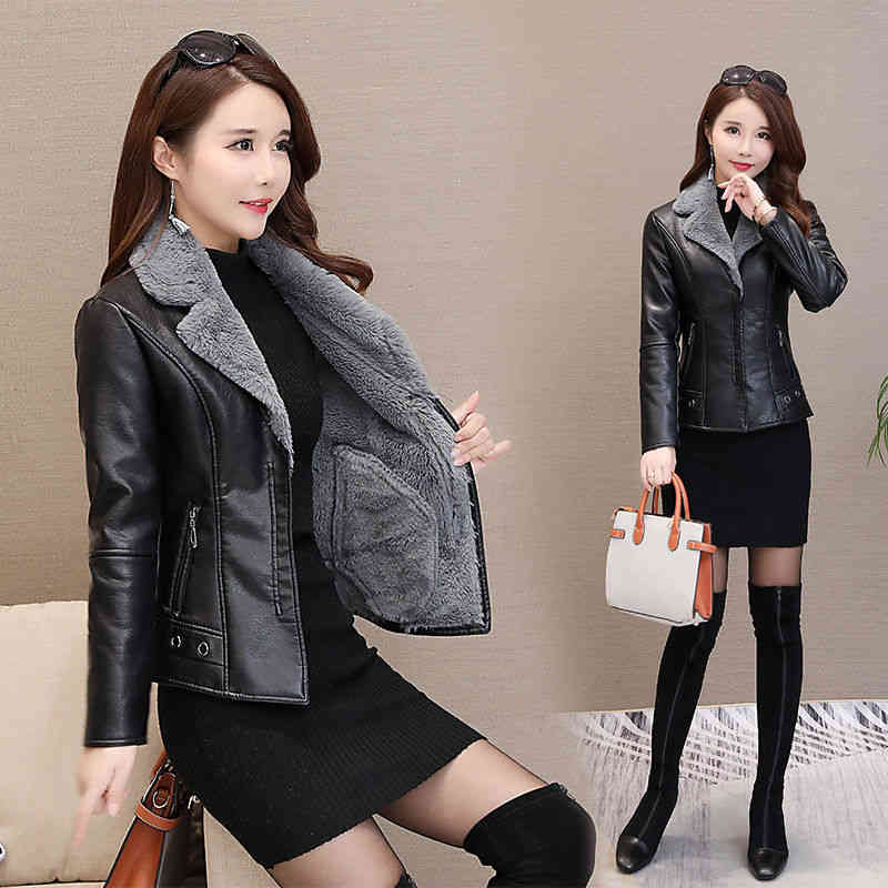 women's leather & faux aelegantmica casaco de couro feminino, jaqueta quente com pelúcia sintética, outono e inverno, vestuário casual, Black
women's leather & faux aelegantmica casaco de couro feminino, jaqueta quente com pelúcia sintética, outono e inverno, vestuário casual, Black