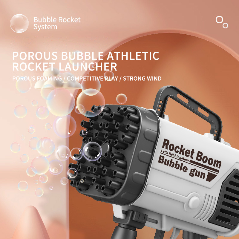 2021 Kids Gatling Bubble Gun Toy 64-Hole Charging Electric Automatic Bubble Machine Summer Outdoor Soap Water Children Toys