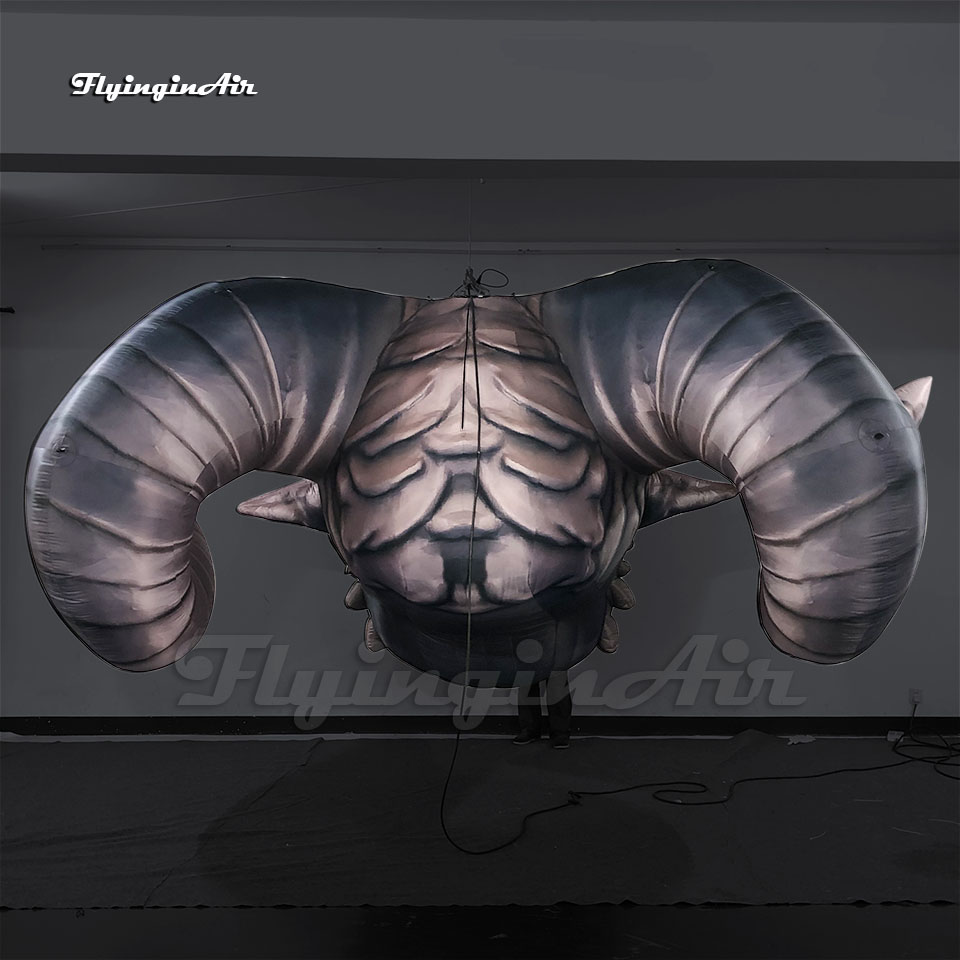 3m Halloween Monster Hanging Giant Inflatable Satan Devil Head For Carnival Stage Backdrop Decoration