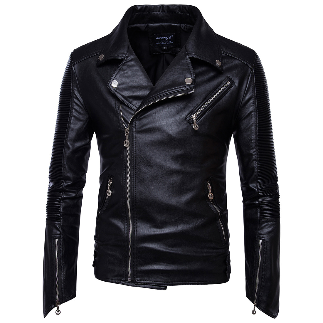 Men Moto Biker Learher Jackets and Coats Good Quality Male Folds Leather Coats Slim Fit Multiple Zippers PU Leather Coats 5XL, Black
Men Moto Biker Learher Jackets and Coats Good Quality Male Folds Leather Coats Slim Fit Multiple Zippers PU Leather Coats 5XL, Black