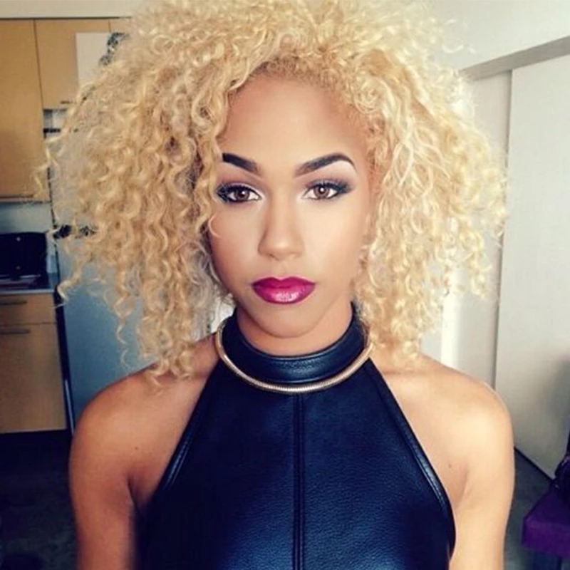 613 Blonde Curly Bob Wig For Black Women Short Synthetic Transparent Lace Front Wigs Pre Plucked 150 Density
