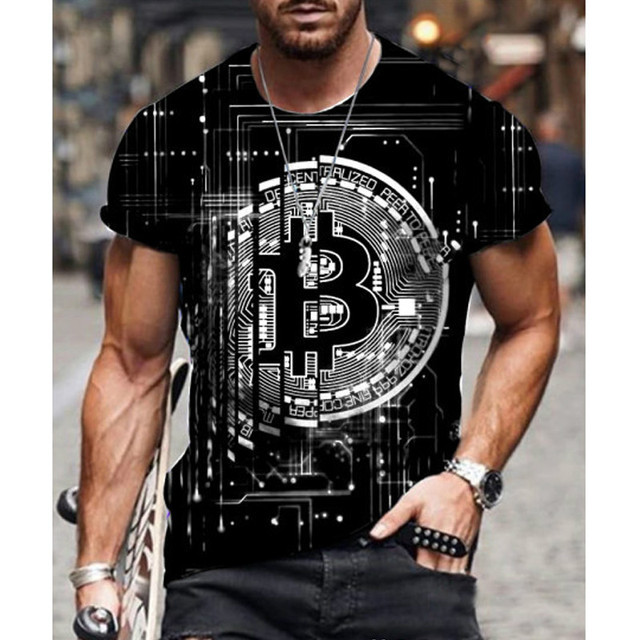 Coin pattern men's 3D T-shirts tee graphic optical illusion short sleeve party top street punk goth crew neck summer