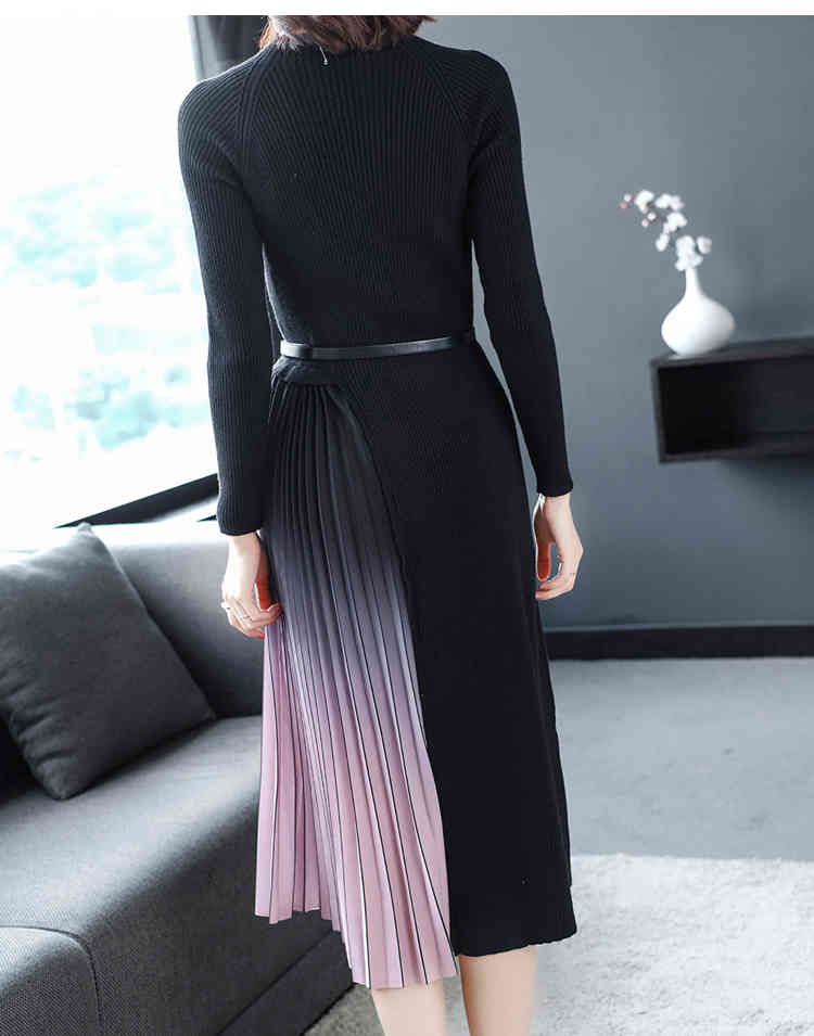 Fashion Sweater Dress Women Knitted Sweaters es Pleated Plus Size Woman Thick es Elegant 210520