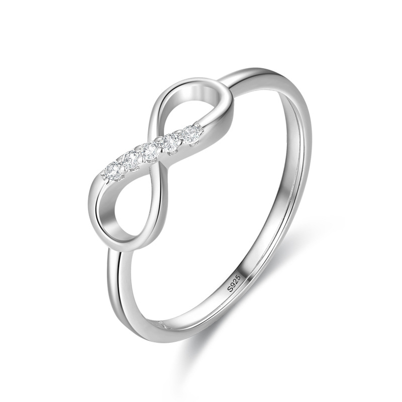 925 Sterling Silver Ring Infinity Forever Love Knot Promise Anniversary CZ Simulated Diamond Rings for Women