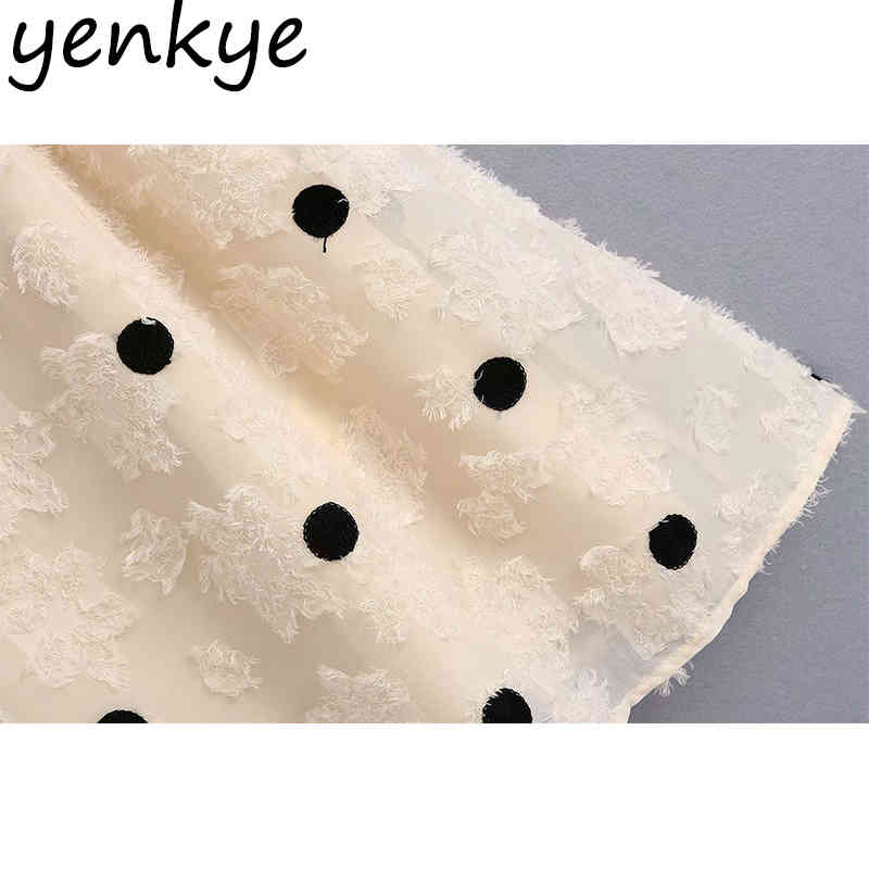 Vintage Polka Dot Women Dress Short Sleeve Square Neck High Waist Slim A-line Sundress Elegant Party Dresses Summer vestido 210515