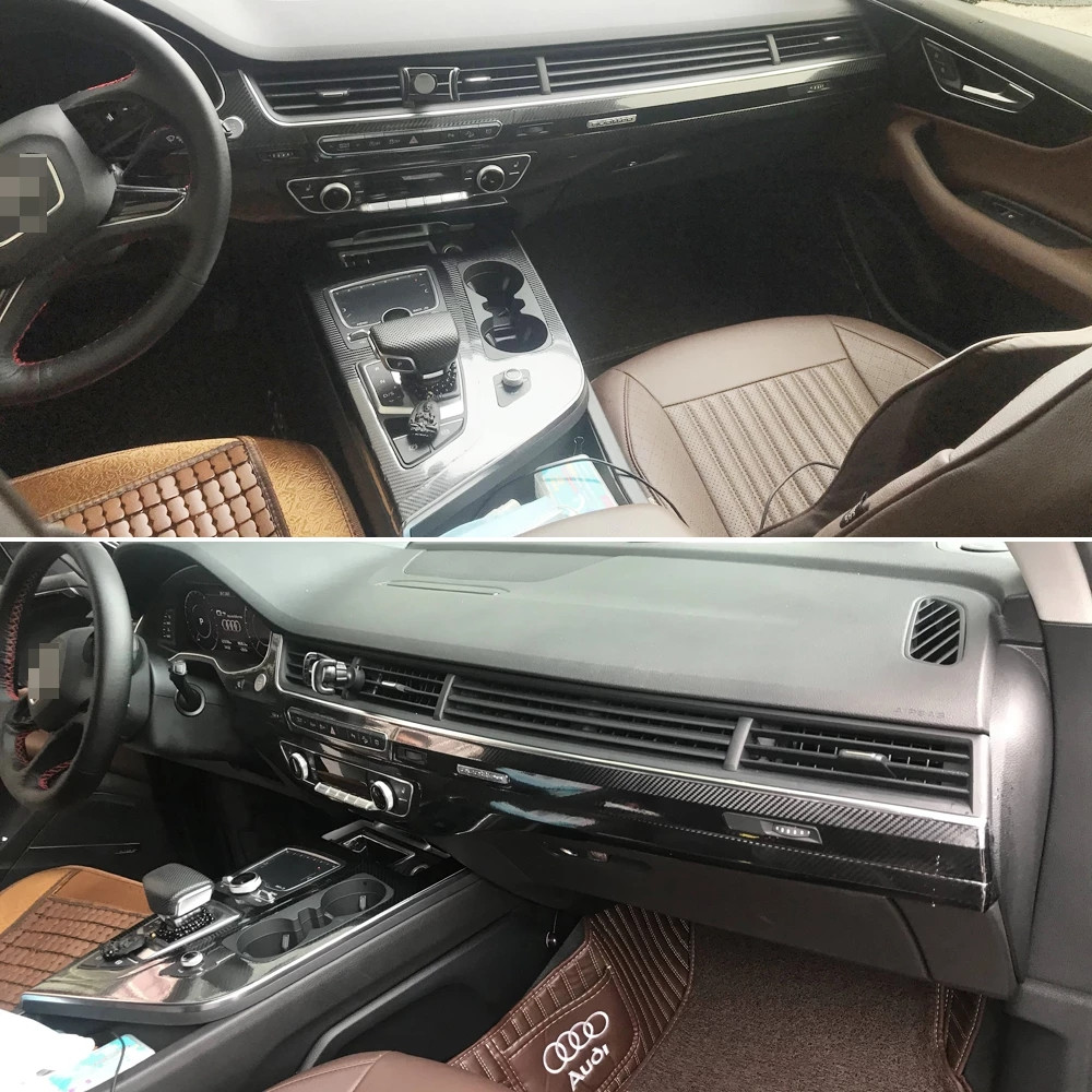 Car-Styling New 3D/5D Carbon Fiber Car Interior Center Console Color Change Molding Sticker Decals For Audi Q7 2017-2021
