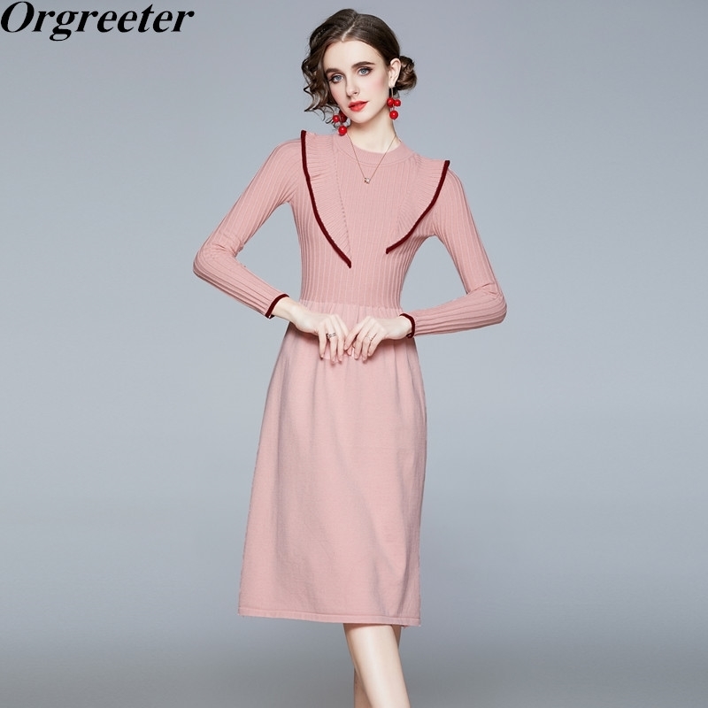 Spring and Fall Women Elegant O-neck Ruffles Patchwork Midi Lnitted Dress Sweater Long Sleeve A-line 210525, Beige
Spring and Fall Women Elegant O-neck Ruffles Patchwork Midi Lnitted Dress Sweater Long Sleeve A-line 210525, Beige