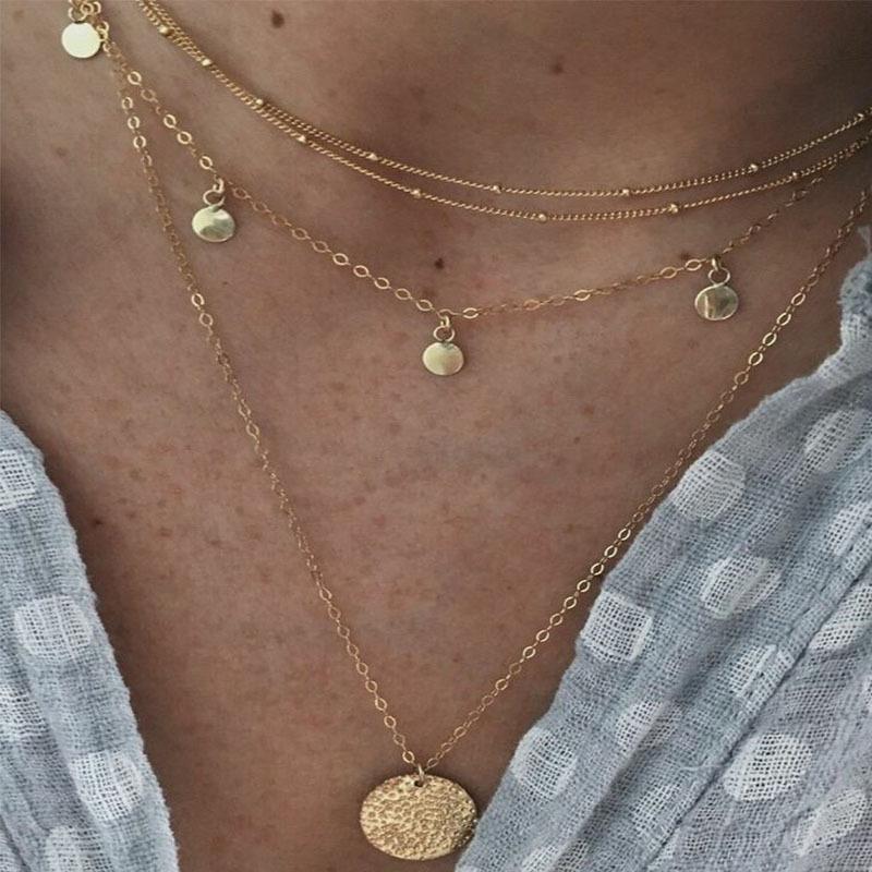 Chokers Girls Trend Fashion Multi-layer Disc Pendant Necklace Combination Clavicle Chain Woman Accessories
Chokers Girls Trend Fashion Multi-layer Disc Pendant Necklace Combination Clavicle Chain Woman Accessories