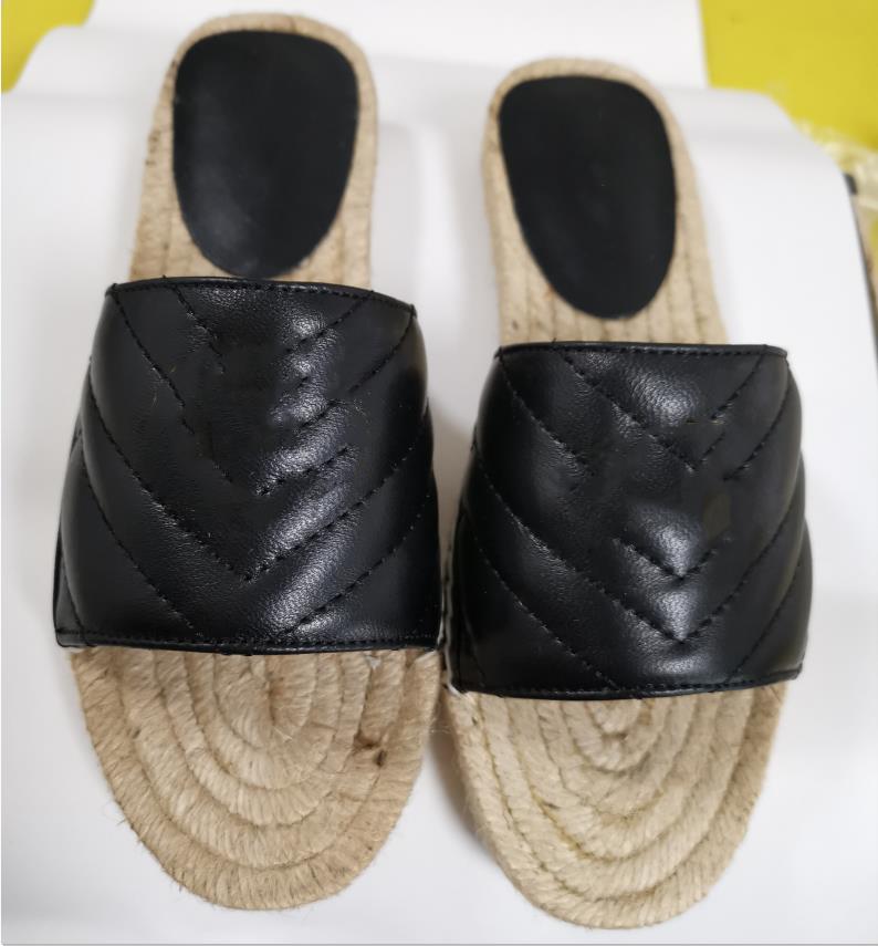 Femme Cuir Espadrille Santon Matelasse Waves Lettre Imprimé Or Imprimé Mental Design Lady Cord Plate-forme Plate Caoutchouc Soleil Solide Sandale