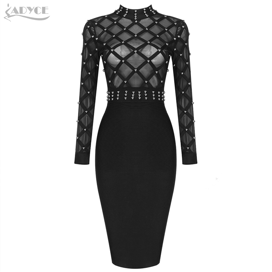 Winter Women Long Sleeve Beading Bandage Dress Sexy Lace Turtleneck Bodycon Club Celebrity Runway Party Dresses 210423