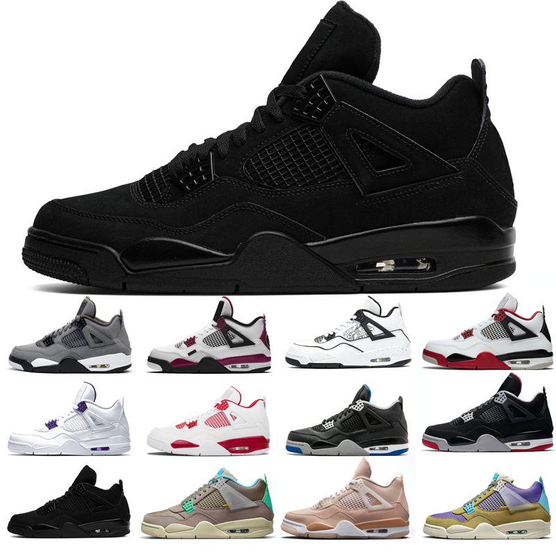 

2021 New basketball shoes 4s man Black Cat Taupe Haze Shimmer Desert Moss White Oreo Cement University Blue Sail Pine Green Pure Money Travis Bred DIY Fire red Neon, Red thunder