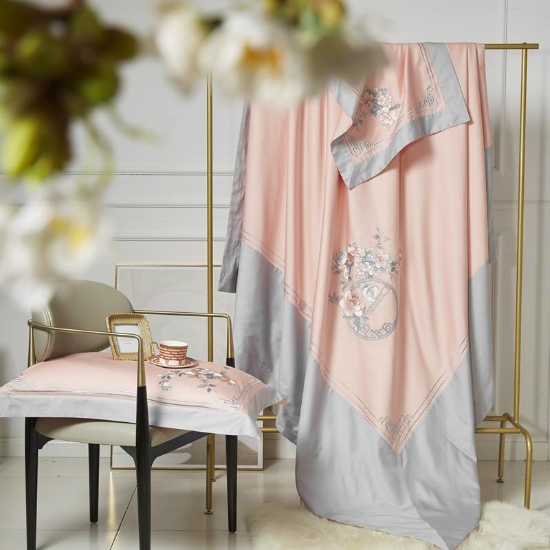 Pink Gray Patchwork Duvet Cover Queen King Bedding Set 1000TC Egyptian Cotton Silky Soft Comforter Bed Sheet 2 Pillowshams Sets