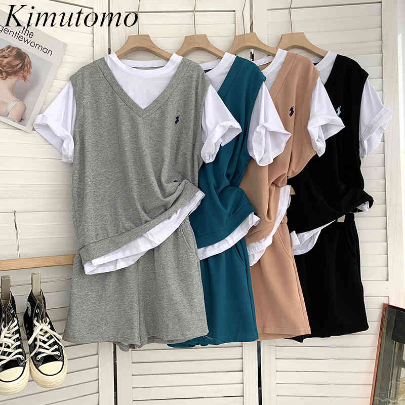 Kimutomo Fashion Embroidery Casual Women Suit Summer Korean Patchwork Fake Two Piece T-shirt Elastic Waist Shorts 210521, Lake blue
Kimutomo Fashion Embroidery Casual Women Suit Summer Korean Patchwork Fake Two Piece T-shirt Elastic Waist Shorts 210521, Lake blue