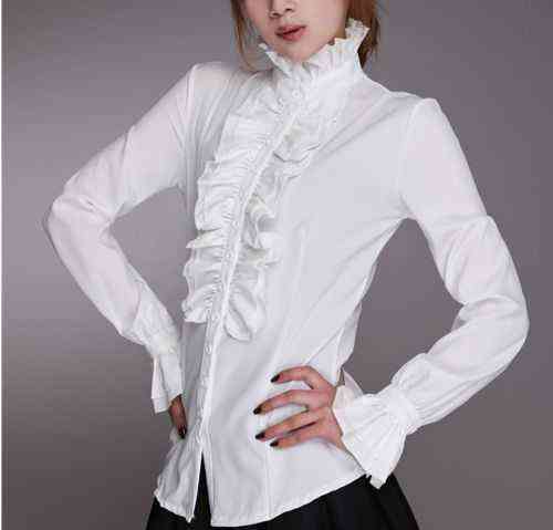 Fashion Victorian Blouses Women OL Office Ladies White Shirt High Neck Frilly Ruffle Cuffs Shirts Female Blouse H1230, Black
Fashion Victorian Blouses Women OL Office Ladies White Shirt High Neck Frilly Ruffle Cuffs Shirts Female Blouse H1230, Black