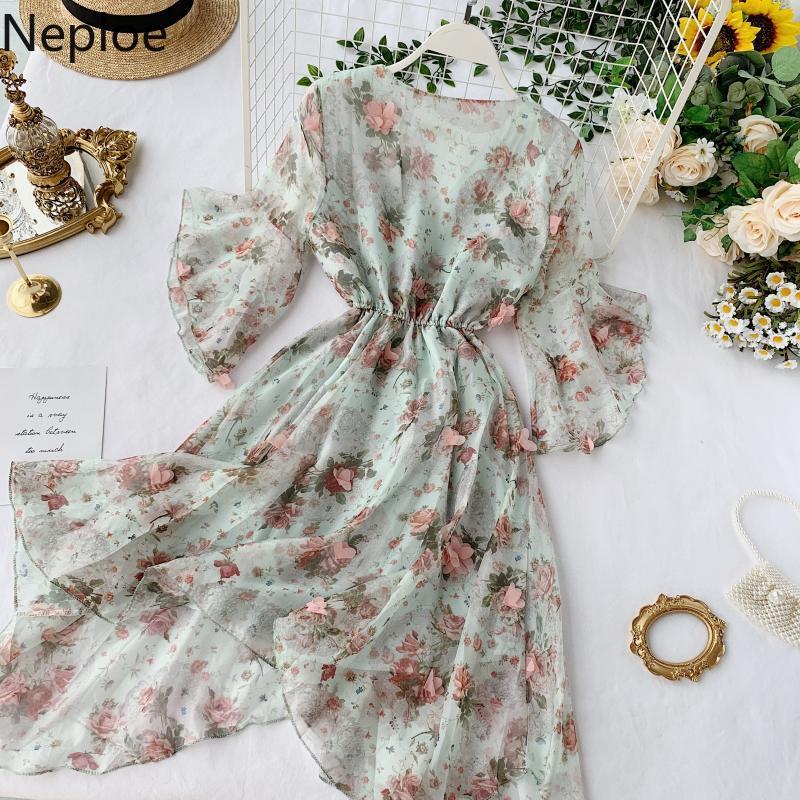 Neploe Chiffon Sexy Party Beach Dress Korean Elegant Women Dresses Spring Summer Dresses Ladies Vestidos Ropa Mujer 94472 210422