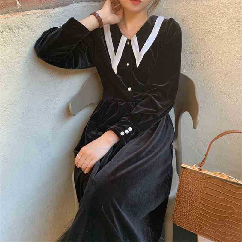 Women French Retro V-Neck Dresses Solid Loose Long Gentle Velvet Puff Sleeves Elegant Chic Female Fashion 210525, Black
Women French Retro V-Neck Dresses Solid Loose Long Gentle Velvet Puff Sleeves Elegant Chic Female Fashion 210525, Black