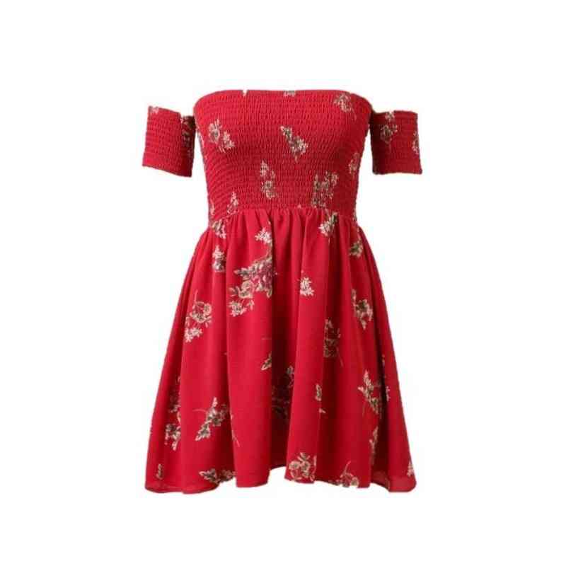 Sexy Off Shoulder Dresses Summer Night Party Fashion Print Seaside Holiday Chiffon Women Robe Femme 14132 210508