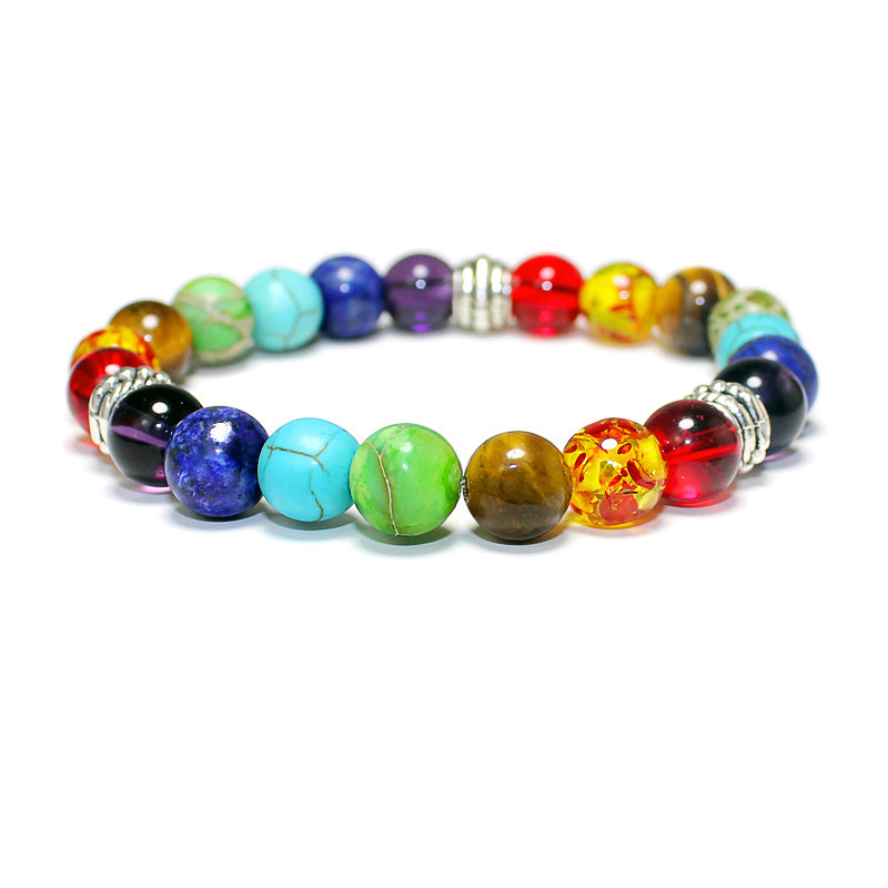 Fashion Yoga Nature Stone Bracelets jewelry Healing Balance 8mm Beads Chakras Bracelets For Women colorful beads men