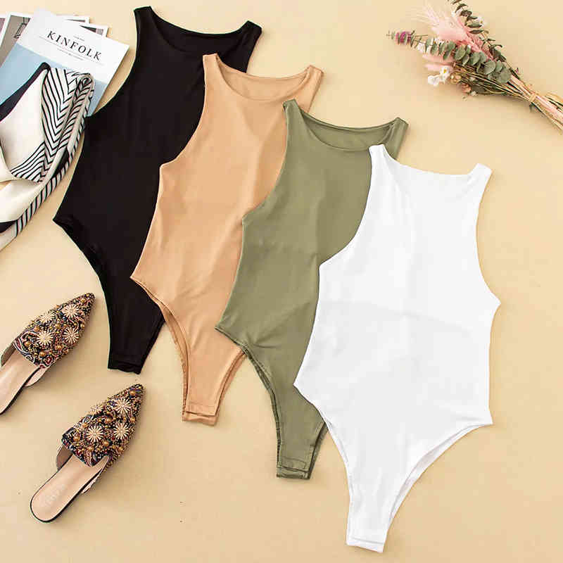 Women Summer Beach Style Sleeveless O Neck Sexy Bodysuit Female Rompers Casual Fashion Playsuit Body Chic Clothes 210521