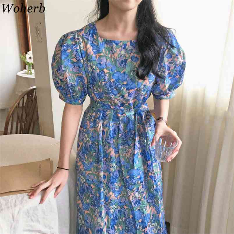 Summer Elegant Long Floral Dress Women Short Puff Sleeve Square Collar Sweet Casual Dresses Korean Robe Femme 210519, Blue
Summer Elegant Long Floral Dress Women Short Puff Sleeve Square Collar Sweet Casual Dresses Korean Robe Femme 210519, Blue