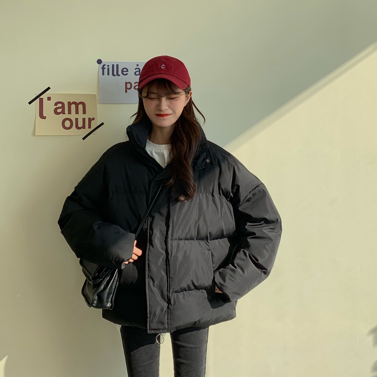 Brief Black Fashion Outwear Stylish All-Match Warm Basic Winter Loose Casual Women Solid Thick Coats Jackets 210421