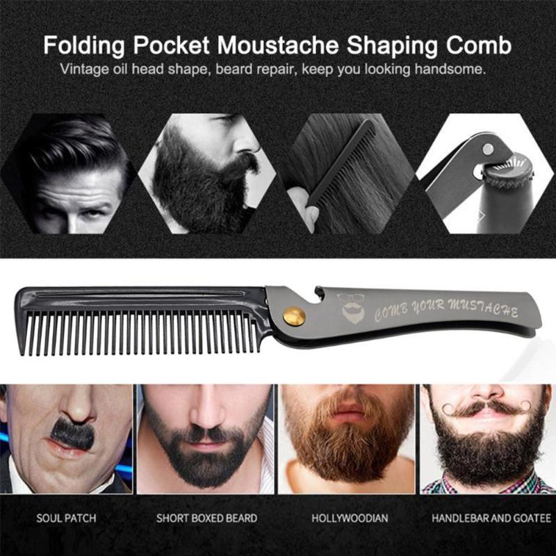 Hair Brushes Folding Steel Combs For Men Oil Head Portable Beard Styling Product Anti Static Effect Foldable Comb