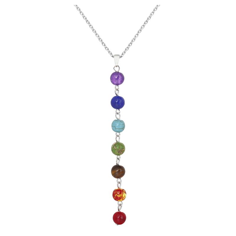 Chains Woman Beaded Necklace7 Chakra Stones Pendant Necklace Beads Gemstone Healing Jewelry Pendants Reiki Spiritual Yoga Penda