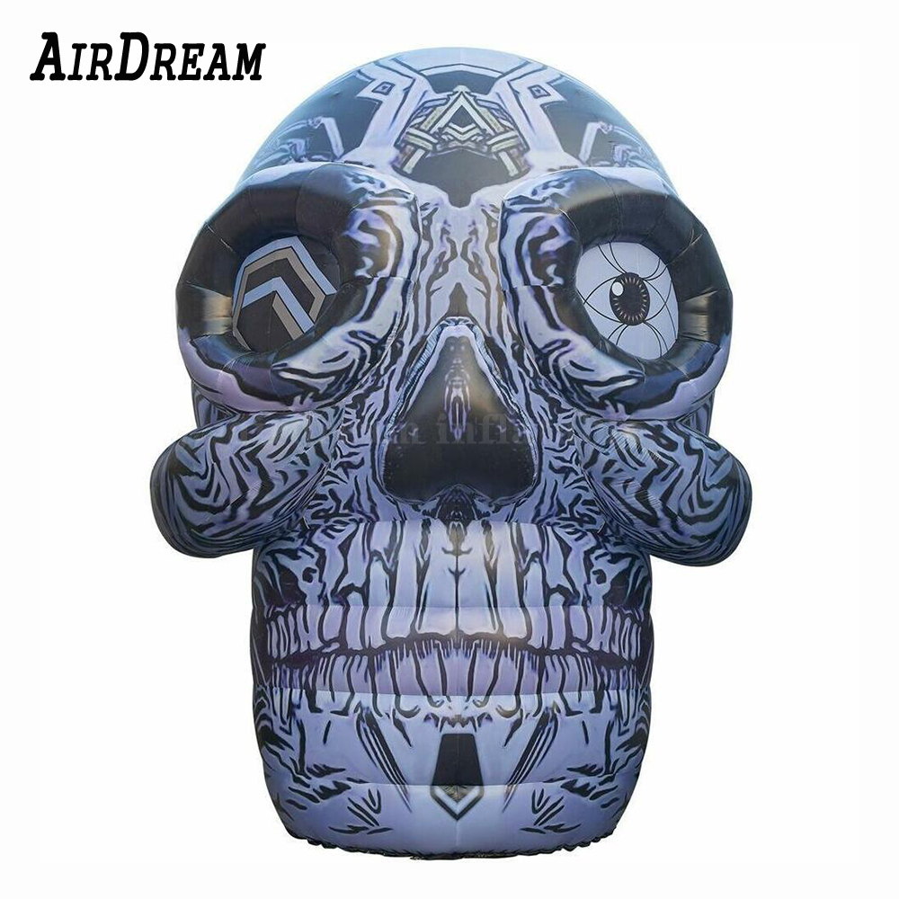 Free ship huge Inflatable Grey Printed Skull head giant ghost skeleton Air Model Toy for Halloween Festival Decoration