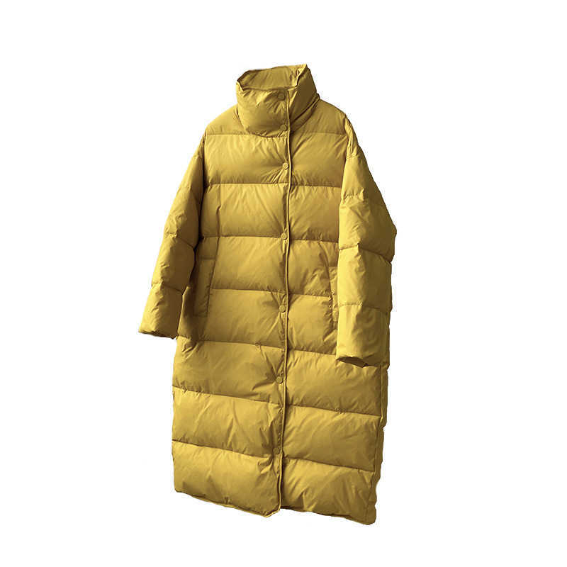 Winter Warm Coat Korean Loose Casual 90% White Duck Down Jacket Women's Long Sleeve Thick 211018