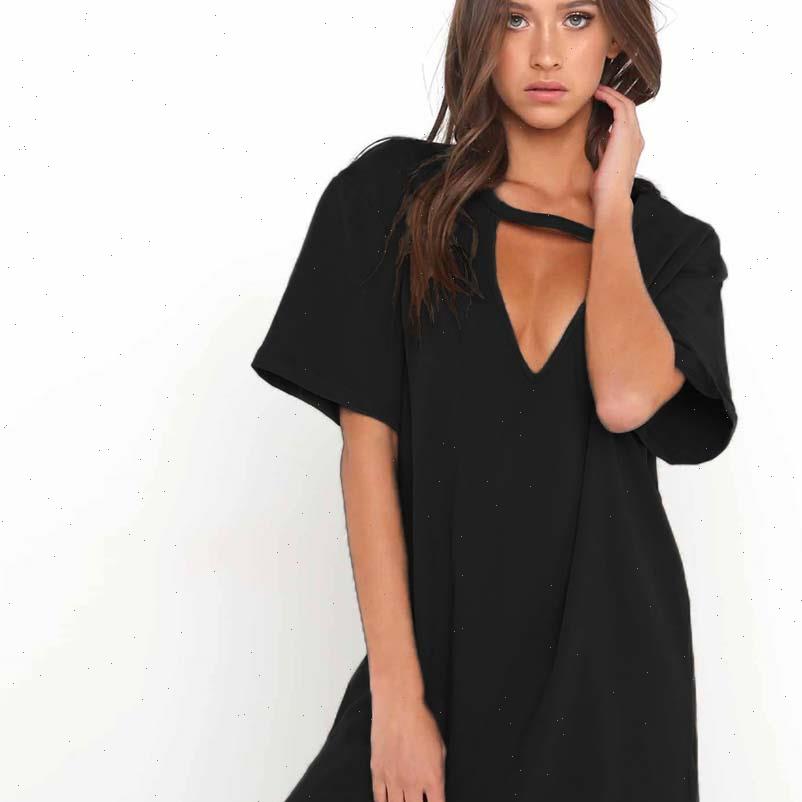 t shirt summer shift women dresses v neck choker short sleeve loose mini tunic streetwear club party vestido, Black;gray
t shirt summer shift women dresses v neck choker short sleeve loose mini tunic streetwear club party vestido, Black;gray